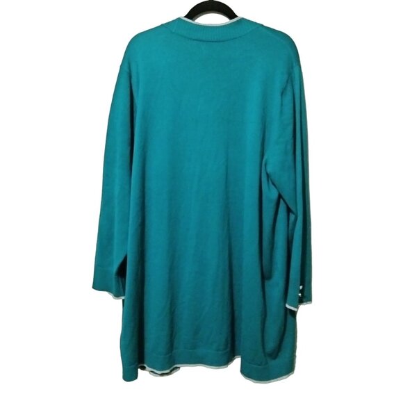 Christopher & Banks Plus Size 3X Teal Cardigan With Gray Trim & Button Detail - Picture 7 of 9